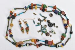 AN ANCIENT EGYPTIAN FAIENCE BEAD NECKLACE, faience and hardstone beaded necklace also featuring a