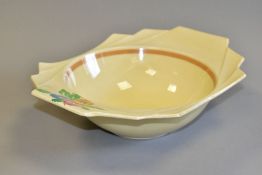 A CLARICE CLIFF FOR NEWPORT POTTERY GRAPEFRUIT BOWL, featuring Honeydew pattern on a Daffodil
