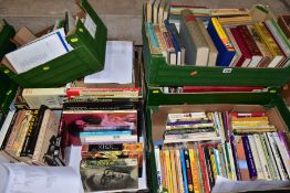 SIX BOXES OF HARDBOOK AND PAPERBACK BOOKS AND MAGAZINES, over one hundred and sixty titles,