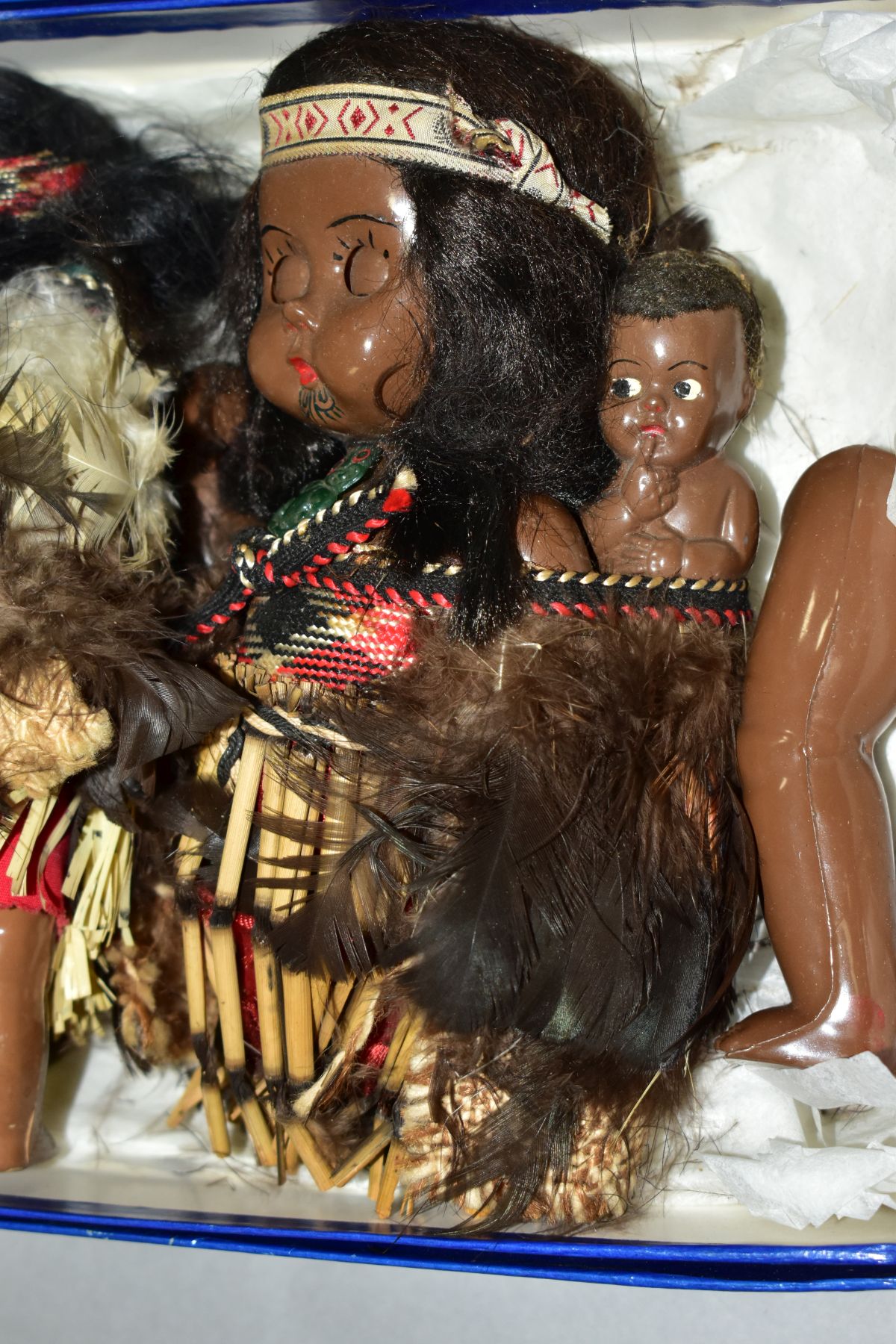 VINTAGE COLLECTORS DOLLS, comprising a Maori? woman with child, tiki pendant around her neck, - Image 5 of 7