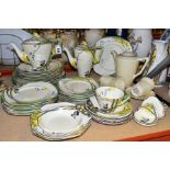 A BURLEIGH WARE 'PAN' 772000 SHAPE PART DINNER SERVICE, comprising six 24cm plates, six 22cm plates,