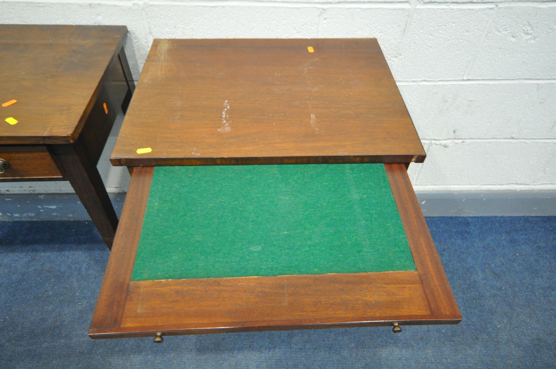 A GEORGIAN STYLE MAHOGANY CHEST OF FOUR LONG DRAWERS, with a brushing slide, on bracket feet, - Image 3 of 5