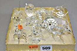 A GROUP OF SWAROVSKI CRYSTAL ANIMAL ORNAMENTS, approximately twelve pieces to include a Chimpanzee