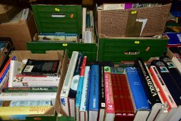 BOOKS, six boxes containing approximately one hundred and seventy hardback and paperback titles