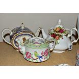 A ROYAL ALBERT 'OLD COUNTRY ROSES' TEA POT AND TWO OTHERS, the Royal Albert has a glued repair to