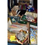 FOUR BOXES OF KNITTING ACCESSORIES ETC, to include a large quantity of needles, box of Anchor