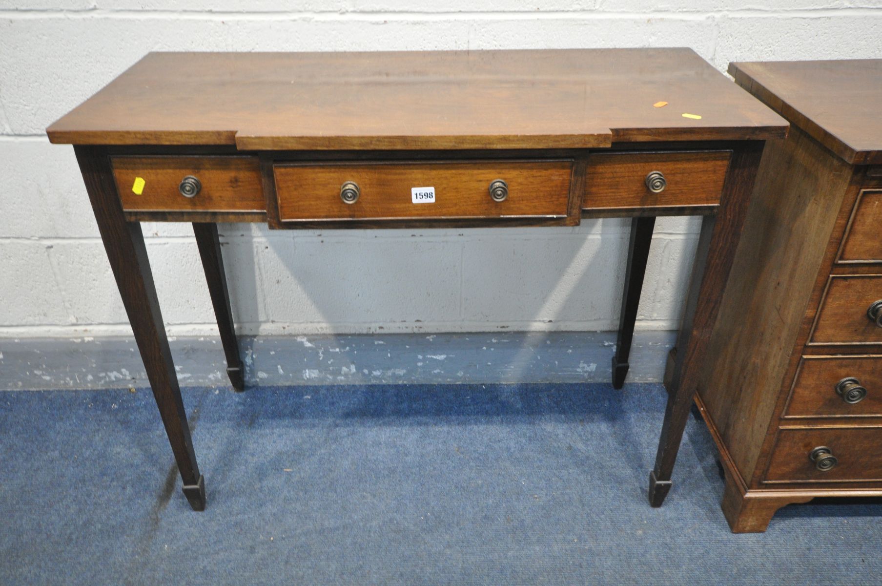 A GEORGIAN STYLE MAHOGANY CHEST OF FOUR LONG DRAWERS, with a brushing slide, on bracket feet, - Image 4 of 5