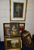 PAINTINGS AND PRINTS ETC, to include a signed mezzotint print by Francis S Walker of 'The Blue