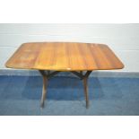 A G-PLAN TEAK DROP LEAF DINING TABLE, open length 138cm x closed length 75cm x depth 85cm x height