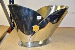 AN ETAIN STAINLESS STEEL WINE COOLER, with two logos to sides reading 'VCP' in yellow enamel and