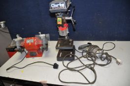 A CLARKE CDP100B METALWORKER PILLAR DRILL (switch box broken and wires showing PAT fail), a Sealey