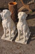 A PAIR OF COMPOSITE SEATED LABRADOR GARDEN FIGURES, height 78cm