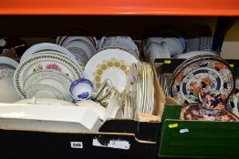 FOUR BOXES OF ASSORTED TEA AND DINNER WARES ETC, to include Woods & Sons 'Verona', Royal Doulton