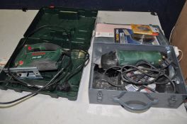 A BOSCH PST-650 JIGSAW and a Bosch PWS7-115 angle grinder with spare blades (both PAT pass and