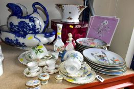 A GROUP OF CERAMICS AND ENAMEL BOXES, to include a Royal Albert 'Old Country Roses' 'Tall Bowl' with