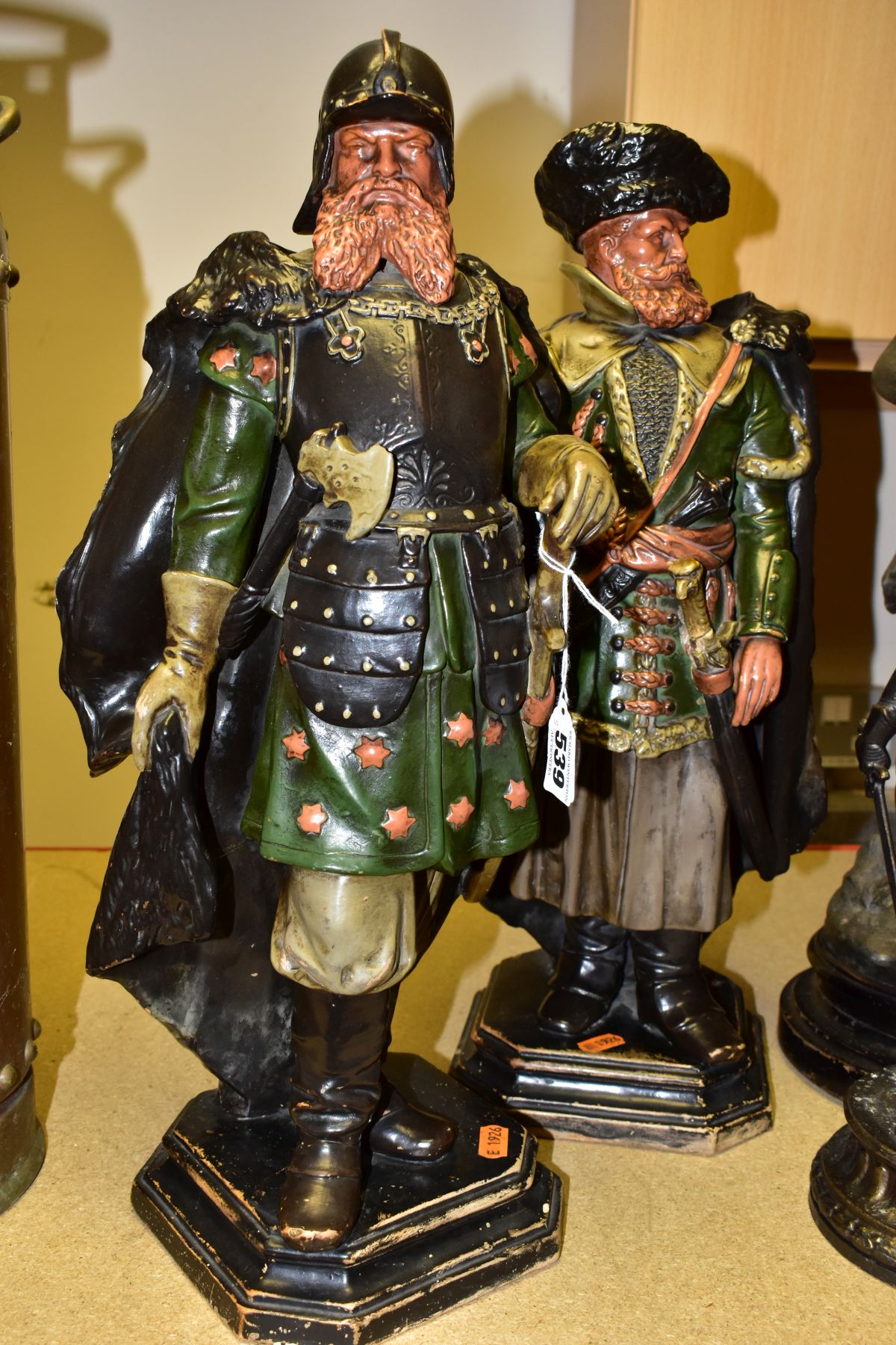 DECORATIVE CERAMIC AND SPELTER FIGURES, comprising two Wilhelm Schiller polychrome decorated - Image 2 of 6