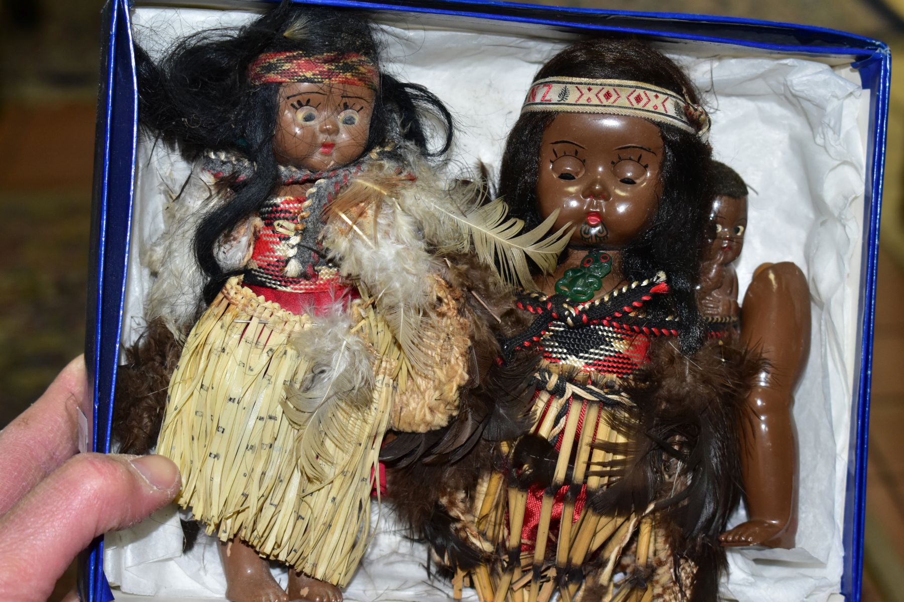 VINTAGE COLLECTORS DOLLS, comprising a Maori? woman with child, tiki pendant around her neck, - Image 4 of 7