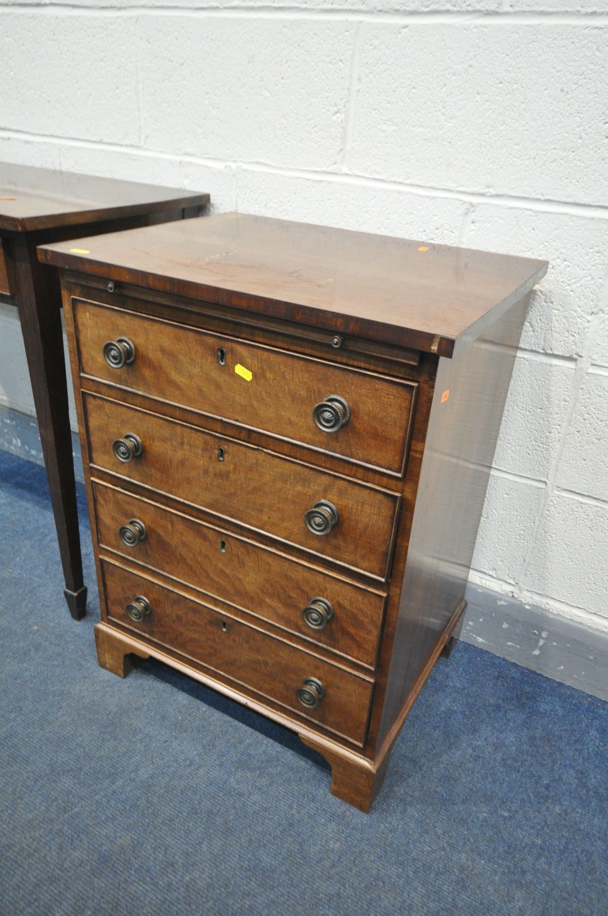 A GEORGIAN STYLE MAHOGANY CHEST OF FOUR LONG DRAWERS, with a brushing slide, on bracket feet, - Image 2 of 5