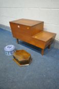 IN THE MANNER OF PETER HAYWOOD FOR VANSON, a mid-century teak stepped sewing box, with two