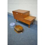 IN THE MANNER OF PETER HAYWOOD FOR VANSON, a mid-century teak stepped sewing box, with two