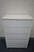 AN IKEA MALM WHITE CHEST OF TWO SHORT OVER FOUR LONG DRAWERS, width 81cm x depth 48cm x height