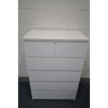 AN IKEA MALM WHITE CHEST OF TWO SHORT OVER FOUR LONG DRAWERS, width 81cm x depth 48cm x height