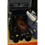 BINOCULARS, SPOTTING SCOPE AND CAMERAS ETC, comprising a Vanguard SF-601 spotting scope, 25x