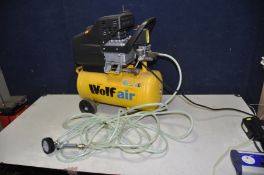 A WOLF SIOUX 2 24 ltr AIR COMPRESSOR with Tyre inflator attachment (PAT pass and working)