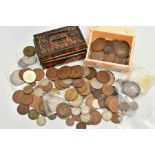 A BOX OF MAINLY UK COINAGE, to include two Victorian crown coins 1893 lv1 (worn) a high grade lxv1