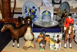 BESWICK AND OTHER DECORATIVE CERAMIC ITEMS ETC, comprising Beswick 1501 Huntsman with two hounds,