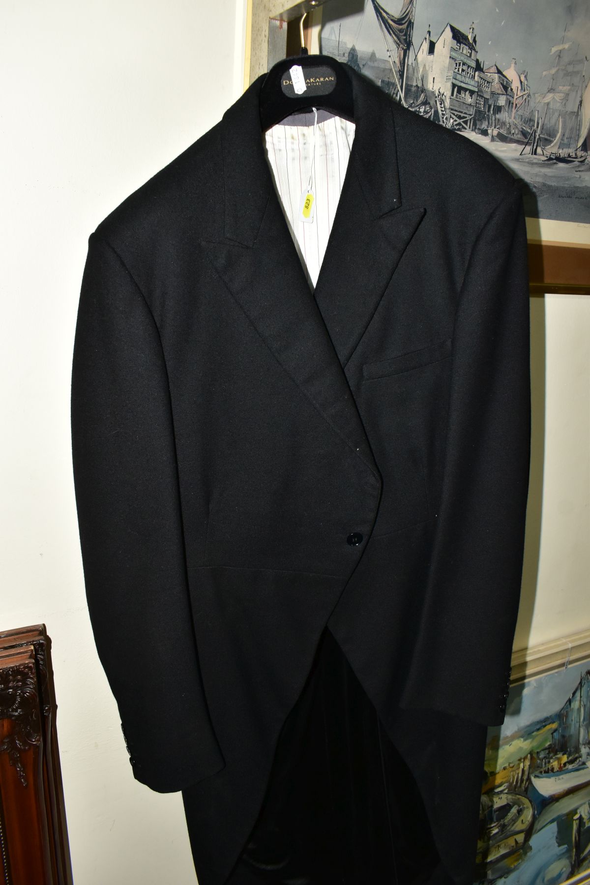 THREE GENTLEMEN'S BLACK WEDDING TAIL COATS AND TWO PAIRS OF TROUSERS, the tails comprise Magee - Image 7 of 8