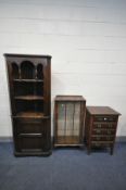 A EARLY TO MID 20TH CENTURY SINGLE DOOR CHINA CABINET, width 56cm x depth 29cm x height 109cm (