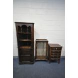 A EARLY TO MID 20TH CENTURY SINGLE DOOR CHINA CABINET, width 56cm x depth 29cm x height 109cm (