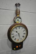 A MAHOGANY CASED DROP DIAL WALL CLOCK, with a single fusee movement, and dial with roman numerals,