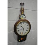 A MAHOGANY CASED DROP DIAL WALL CLOCK, with a single fusee movement, and dial with roman numerals,