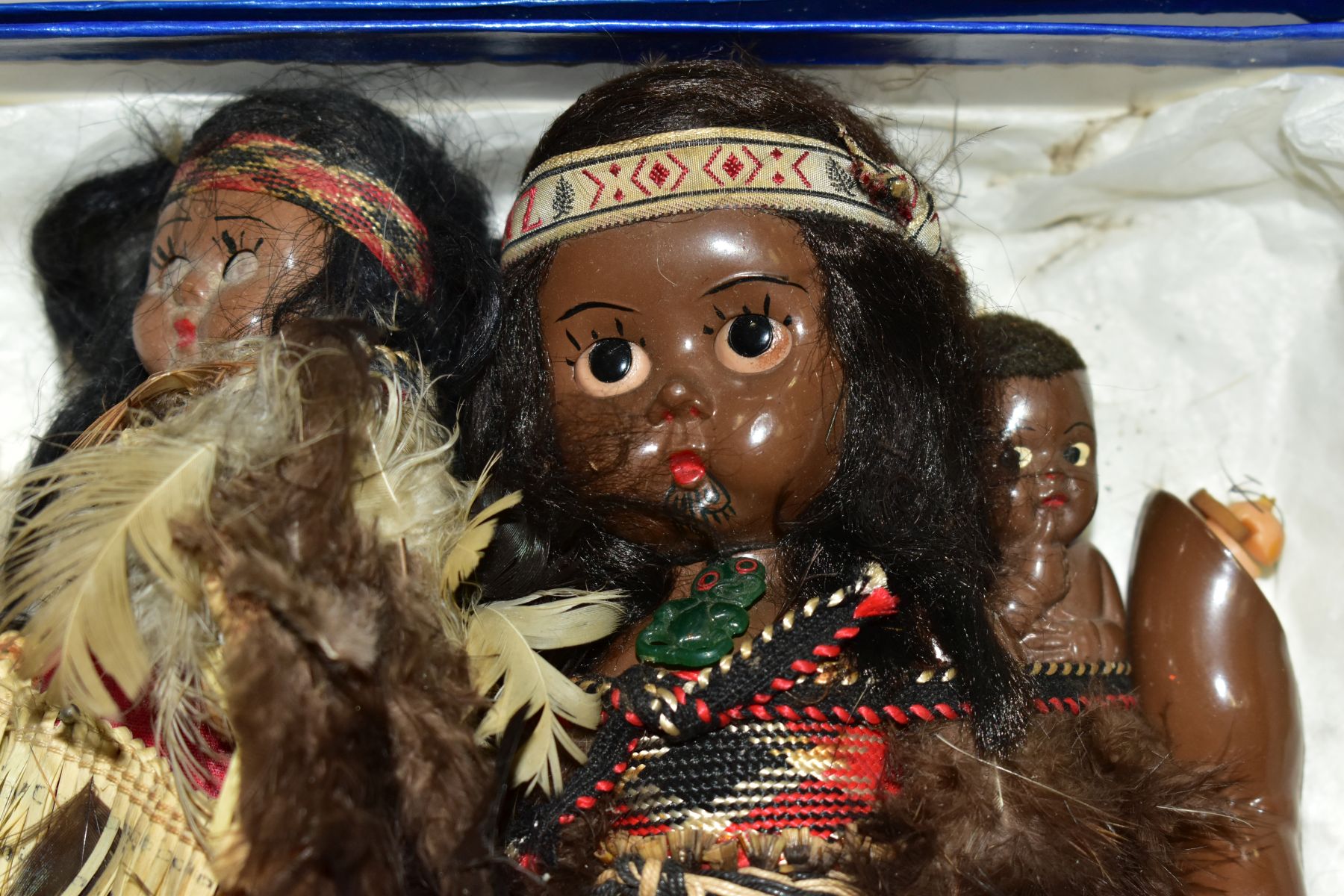 VINTAGE COLLECTORS DOLLS, comprising a Maori? woman with child, tiki pendant around her neck, - Image 7 of 7