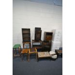 A QUANTITY OF OCCASIONAL FURNITURE, to include two white painted chest of drawers, a small drop leaf