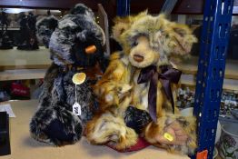 TWO CHARLIE BEARS TEDDY BEARS, comprising 'Griffin' having black and grey mottled plush, fully