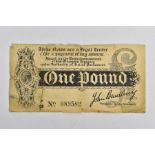 A 1914-15 BRADBURY DISTRESSED ONE POUND TREASURY BANKNOTE