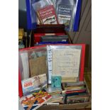 TWO BOXES OF BOOKS & EPHEMERA, containing a selection of cigarette cards in 1d albums, early-mid