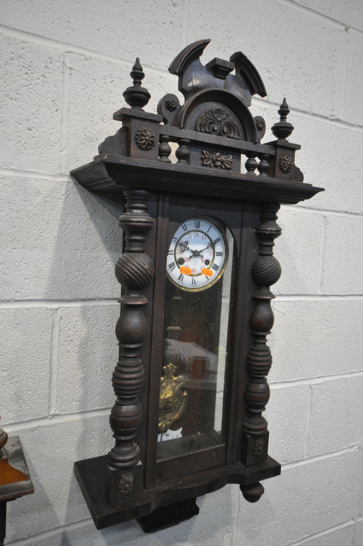 THREE VARIOUS LATE 19TH CENTURY VIENNA WALL CLOCKS, one signed Gustav Becker, height 100cm ( - Image 2 of 8