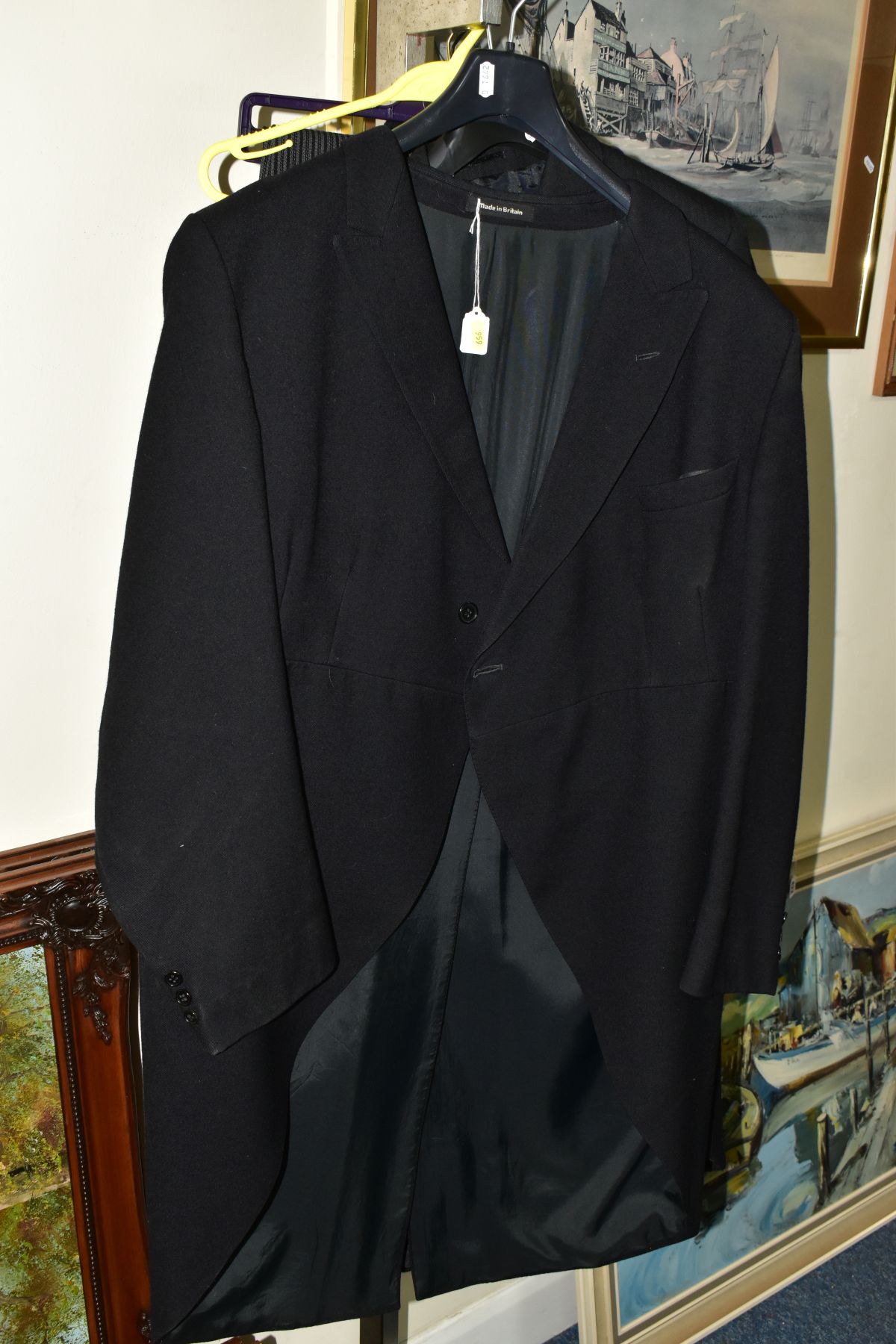 THREE GENTLEMEN'S BLACK WEDDING TAIL COATS AND TWO PAIRS OF TROUSERS, the tails comprise Magee