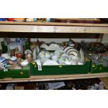 SIX BOXES AND LOOSE CERAMICS AND GLASSWARE, including assorted early 20th century part tea sets,