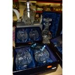 A GROUP OF BOXED STUART AND WATERFORD CRYSTAL ITEMS, to include a Waterford Crystal round decanter