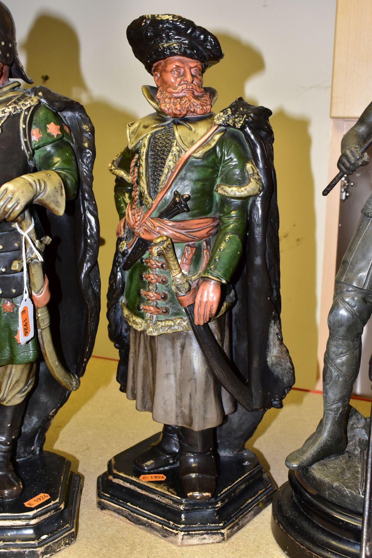 DECORATIVE CERAMIC AND SPELTER FIGURES, comprising two Wilhelm Schiller polychrome decorated - Image 3 of 6