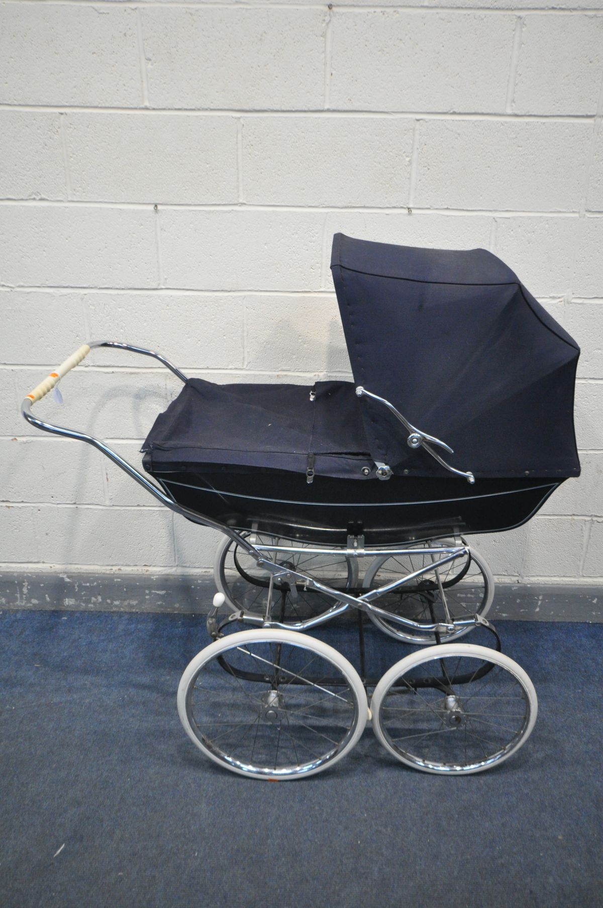 A VINTAGE MARMET COACH BUILT PRAM (condition:-some tears)