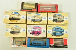 A TRAY OF BOXED DIE-CAST COACH AND BUS MODEL VEHICLES, to include various Corgi Commercial and