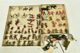 A QUANTITY OF ASSORTED HOLLOWCAST AND PLASTIC FIGURES, Britains, Charbens and others, playworn
