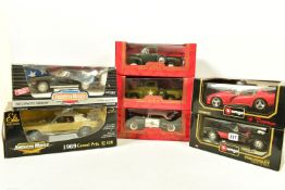 SEVEN BOXED ASSORTED MODERN DIECAST AMERICAN CAR MODELS, all 1:18 scale, Ertl Collectibles
