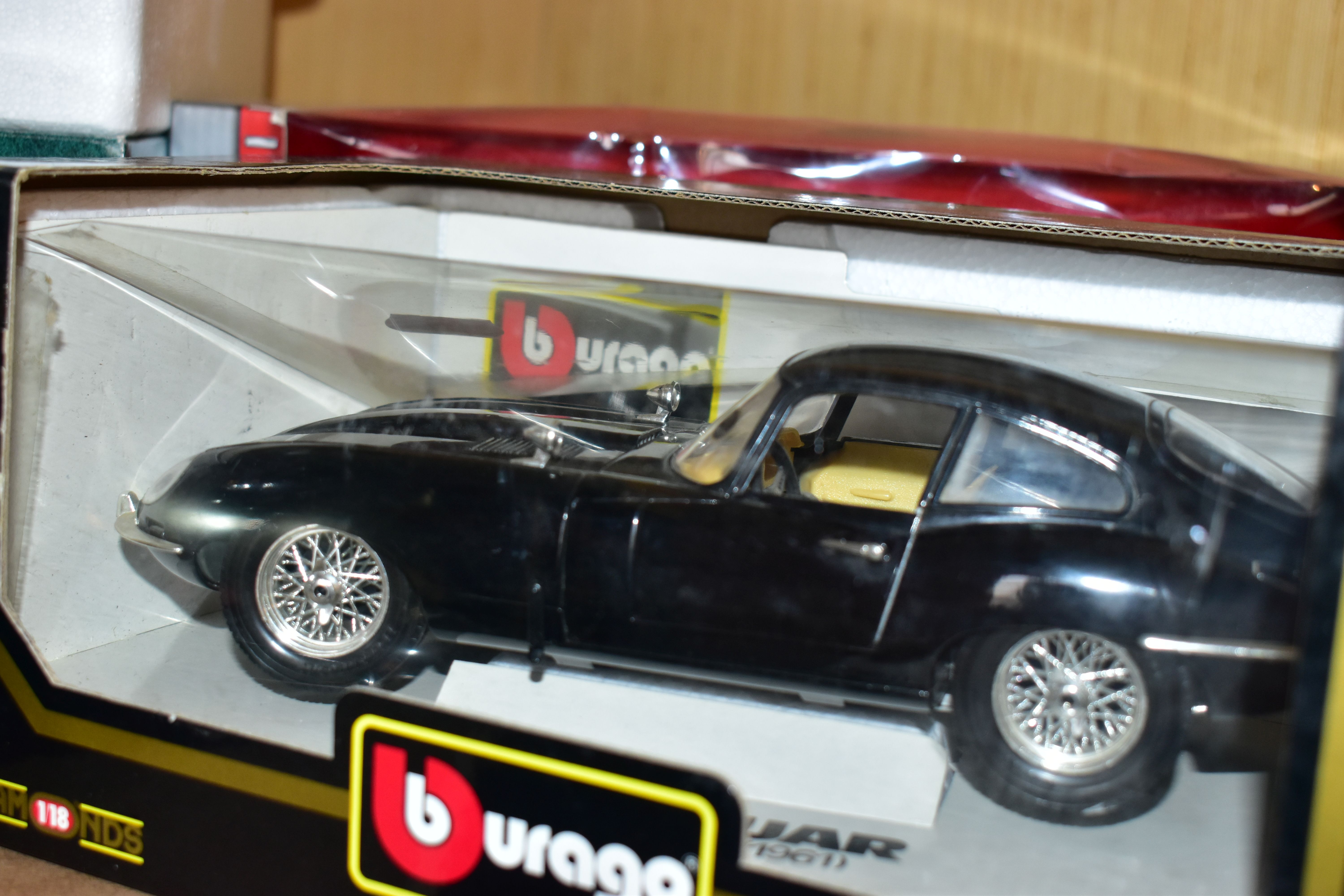 SEVEN BOXED ASSORTED MODERN DIECAST BRITISH CAR MODELS, all 1:18 scale Bburago 1937 Jaguar SS100, - Image 12 of 16